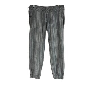 Prana Striped Jogger Hemp Blend Pants Women's Size 6 Gray Casual Comfort